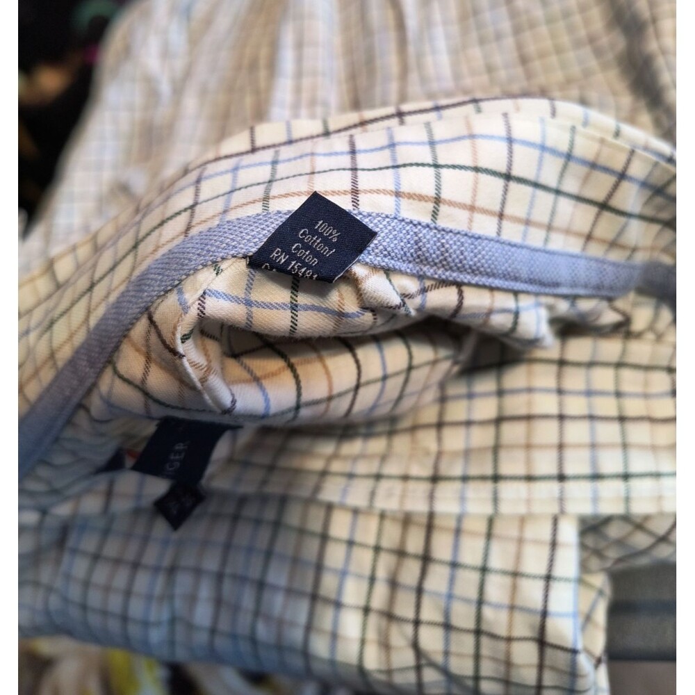 Tommy Hilfiger Custom Fit Button Up Shirt Mens XXL Tattersall Check Point Collar - Picture 4 of 4